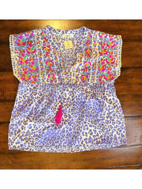 THML Boutique Brand Top - Floral Embroidered Capsleeve Top - Size Small MSRP $70